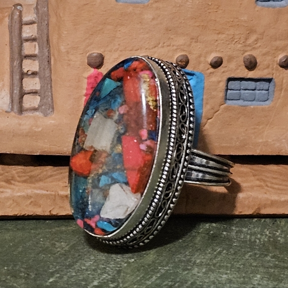 Spiny Oyster Turquoise Ring - Brings luck, peace and protection - Picture 2 of 6